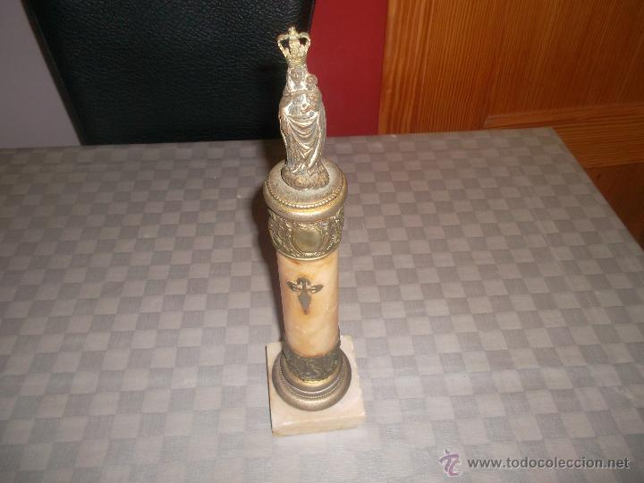 Antig&uuml;edades: bonito pedestal antiguo con virgen - Foto 1