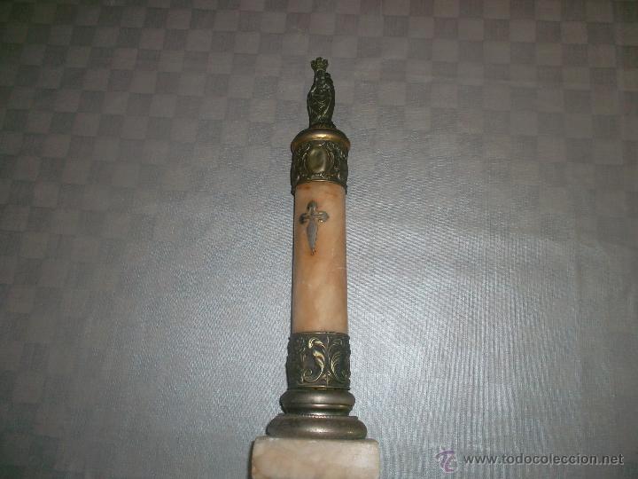 Antig&uuml;edades: bonito pedestal antiguo con virgen - Foto 2