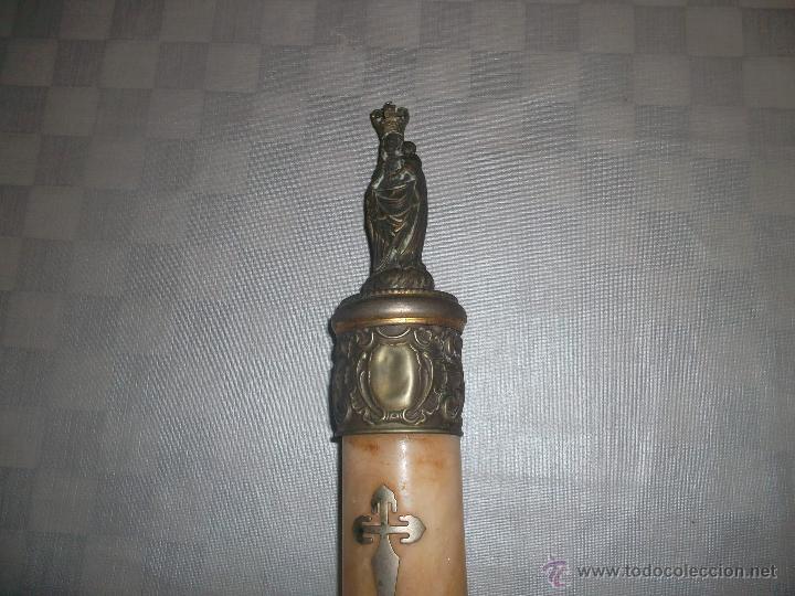 Antig&uuml;edades: bonito pedestal antiguo con virgen - Foto 4