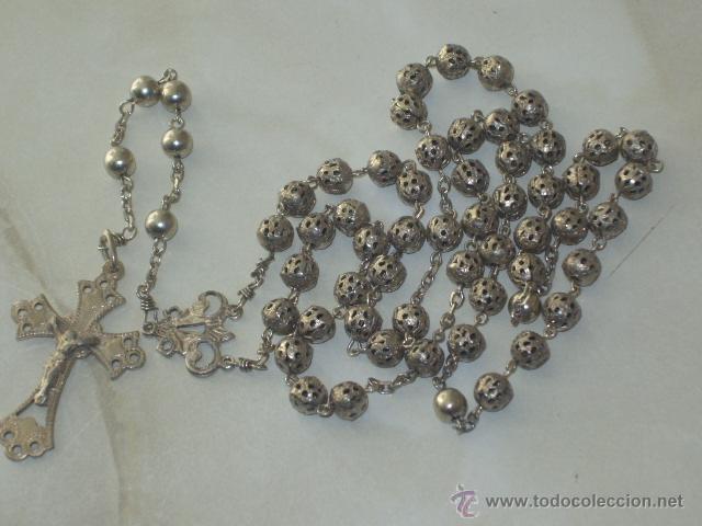 Antig&uuml;edades: ANTIGUO ROSARIO CALADO DE PLATA. - Foto 6
