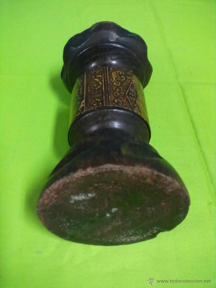 Antig&uuml;edades: VELERO CANDELERO MADERA Y CUERO - Foto 3