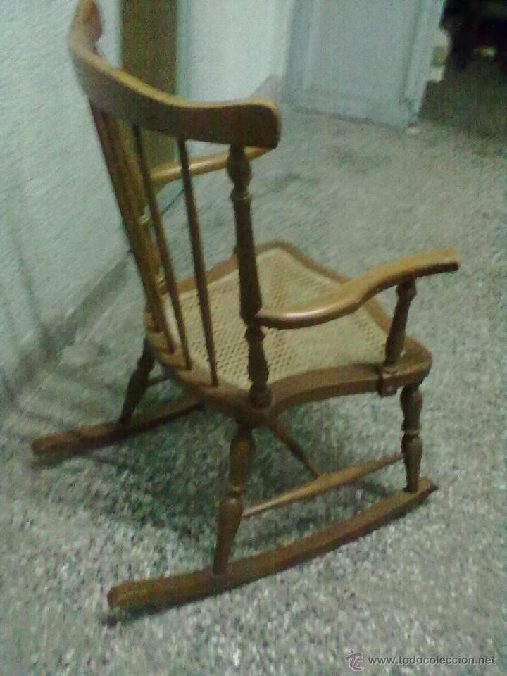 Antig&uuml;edades: SILLON WINDSOR MECEDORA ASIENTO REJILLA - Foto 3