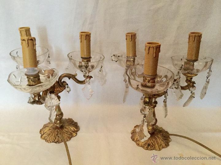 Antig&uuml;edades: soberbios candelabros de bronce y cristal.Electrificado. - Foto 1