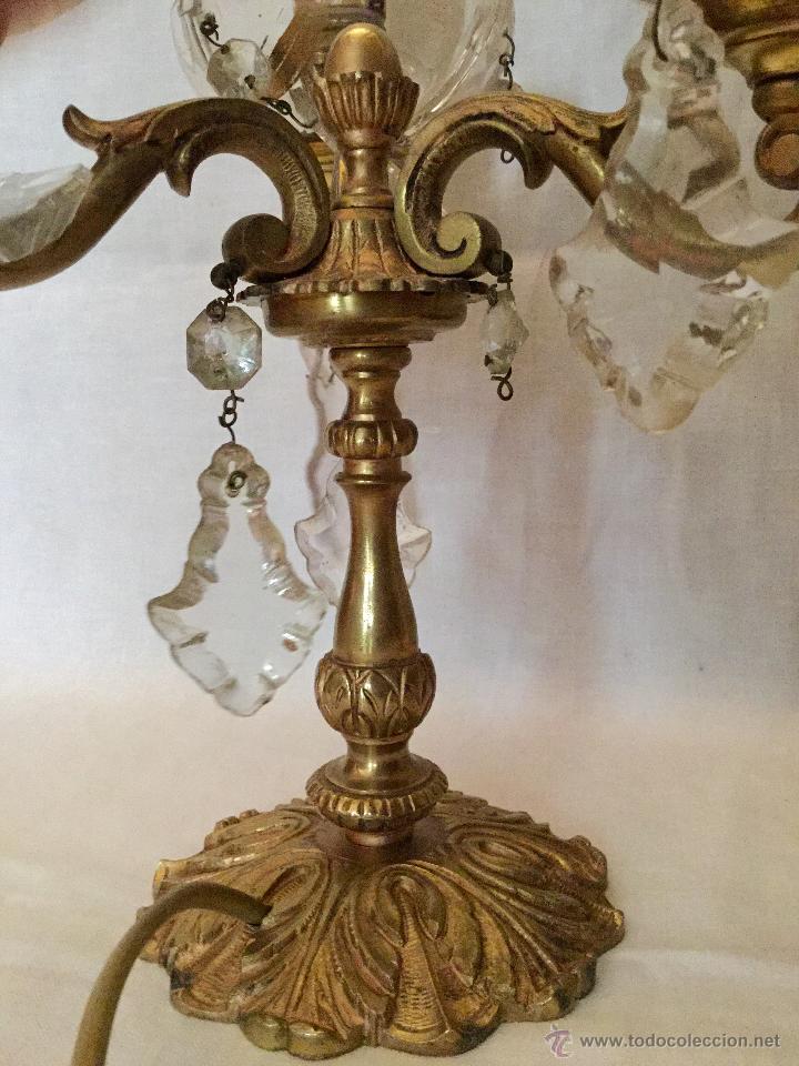 Antig&uuml;edades: soberbios candelabros de bronce y cristal.Electrificado. - Foto 3