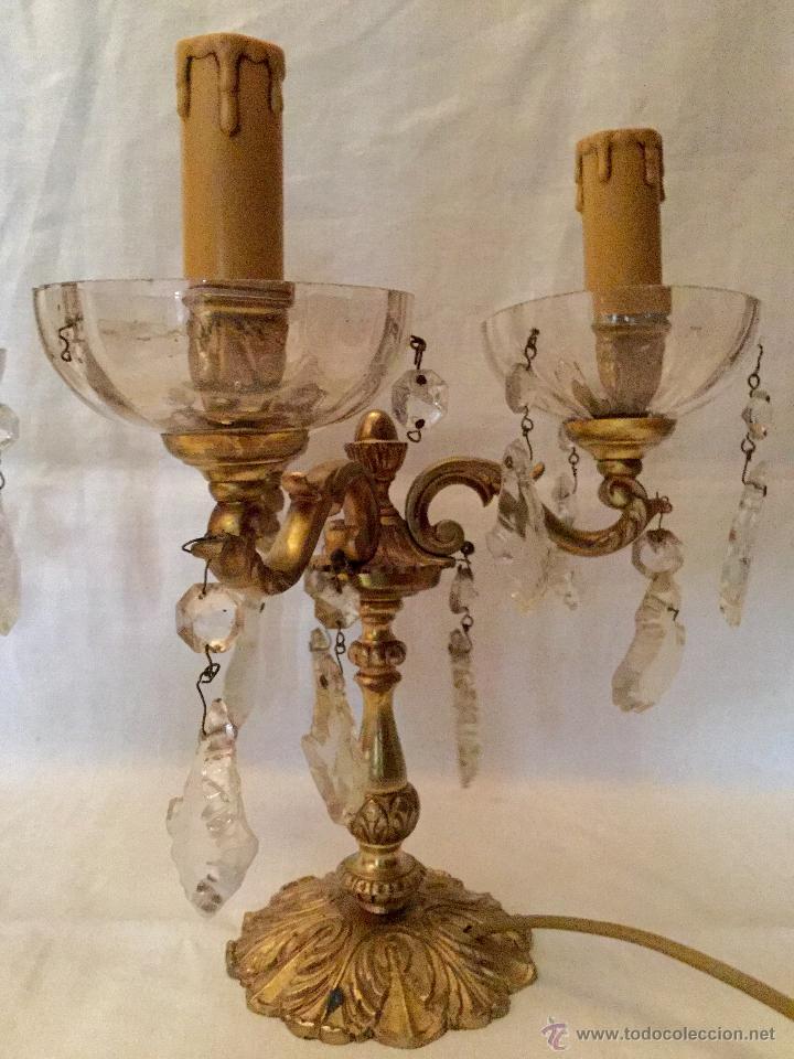 Antig&uuml;edades: soberbios candelabros de bronce y cristal.Electrificado. - Foto 4