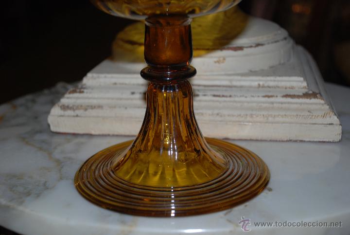 Antig&uuml;edades: PRECIOSA COPA FLORERO DE CRISTAL &Aacute;MBAR - Foto 4