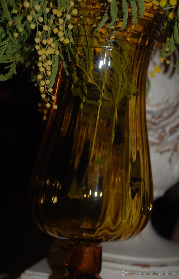 Antig&uuml;edades: PRECIOSA COPA FLORERO DE CRISTAL &Aacute;MBAR - Foto 6