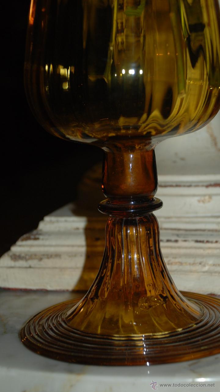 Antig&uuml;edades: PRECIOSA COPA FLORERO DE CRISTAL &Aacute;MBAR - Foto 8
