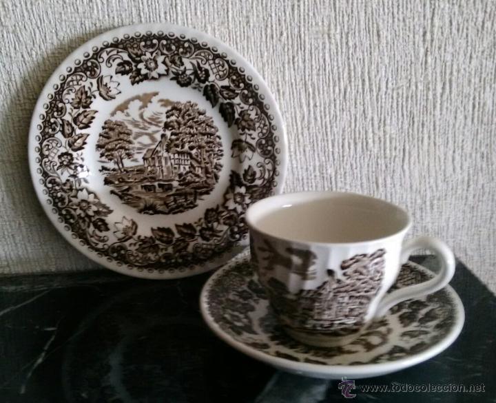 Antigüedades: Preciosos platos y taza café o té, porcelana inglesa - Foto 2 - 283332173