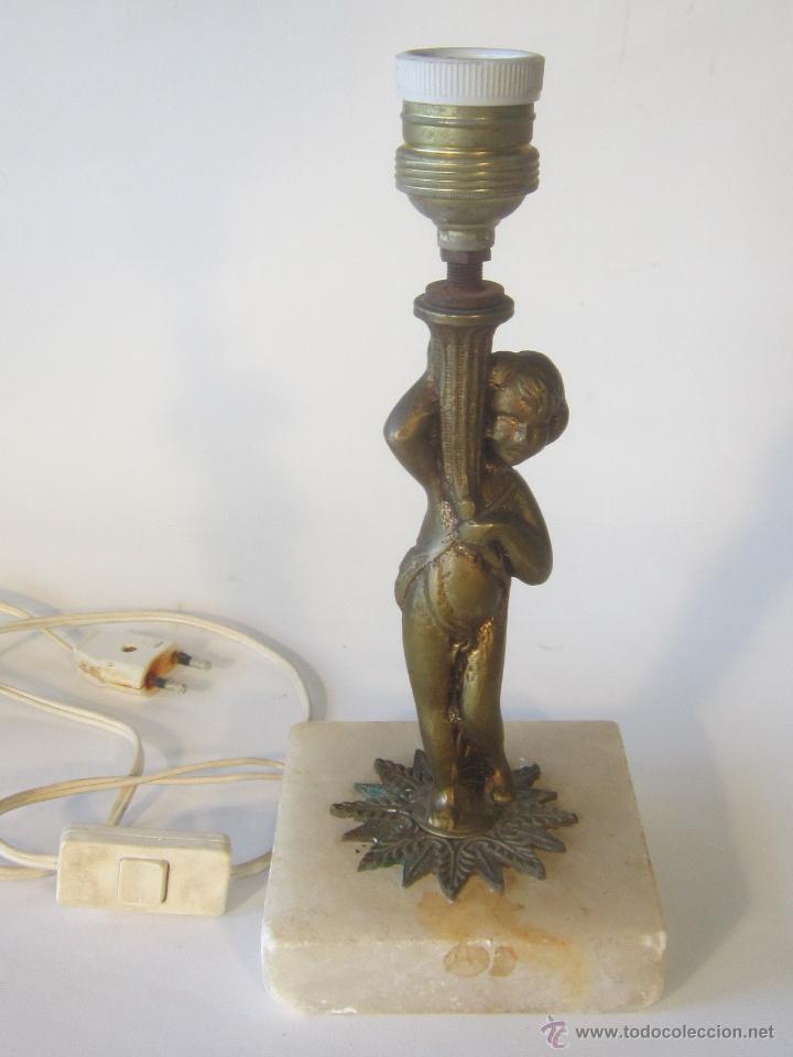 Antig&uuml;edades: pie de lampara de sobremesa en bronce y marmol - Foto 1
