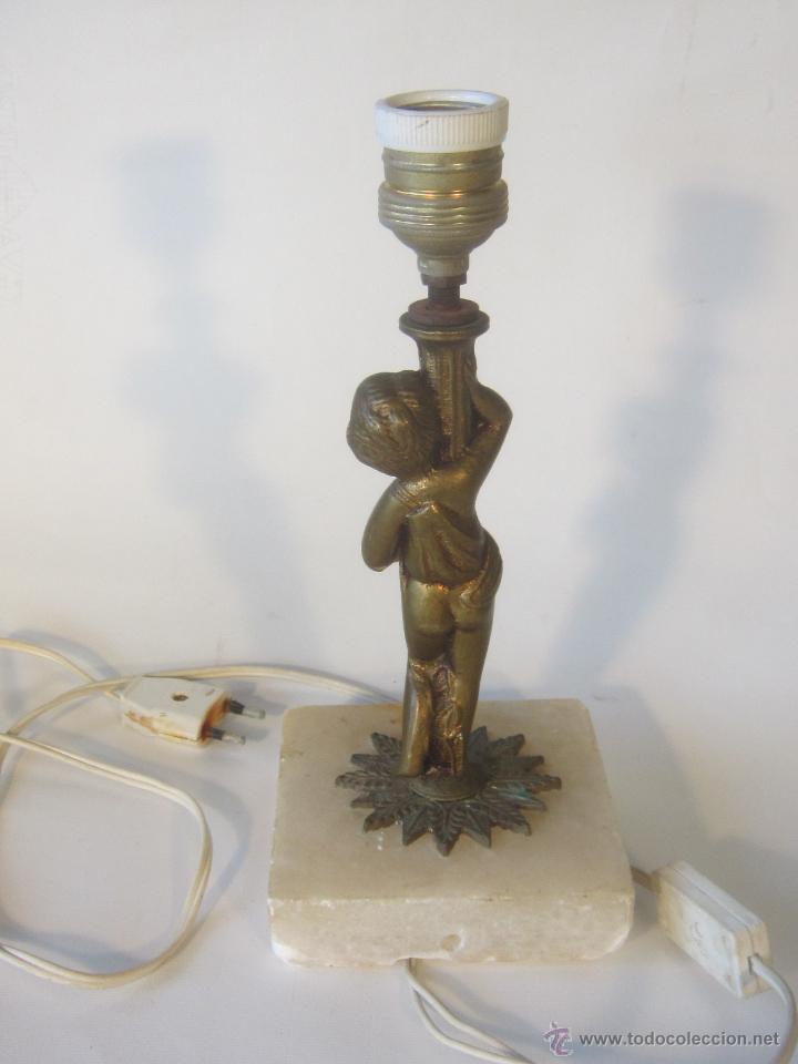 Antig&uuml;edades: pie de lampara de sobremesa en bronce y marmol - Foto 4