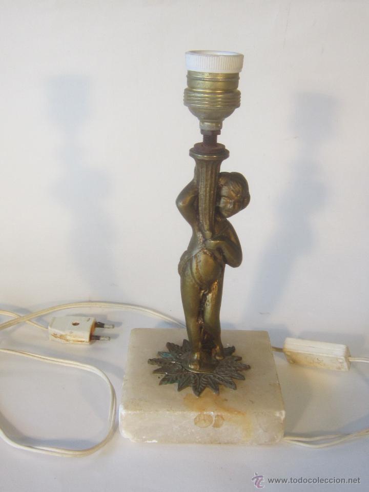 Antig&uuml;edades: pie de lampara de sobremesa en bronce y marmol - Foto 5