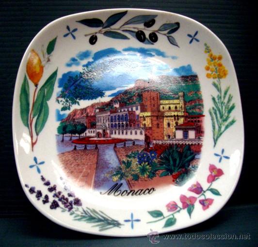 Antiquit&auml;ten: Plato porcelana - Recuerdo de M&oacute;naco (VINTAGE a&ntilde;os 80)