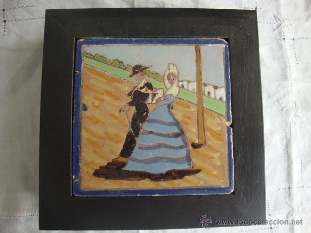 Antig&uuml;edades: Azulejo costumbrista cuerda seca - Foto 1