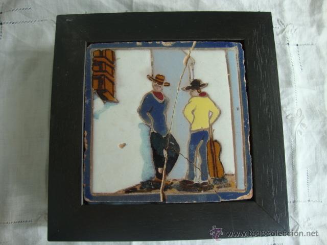 Antig&uuml;edades: Azulejo costumbrista cuerda seca - Foto 1