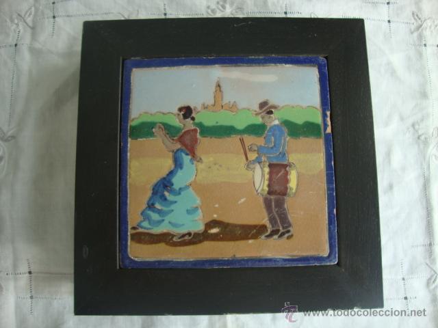 Antig&uuml;edades: Azulejo costumbrista cuerda seca - Foto 1