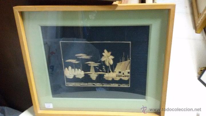 Antig&uuml;edades: RARO DIBUJO HECHO DE PAJA . ENMARCADO