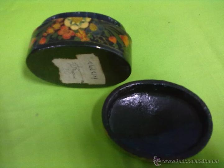 Antig&uuml;edades: OVALADA CAJA PAPIER MACHE FLORIDA - Foto 3