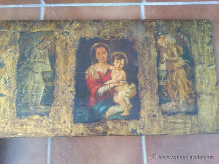 Antig&uuml;edades: TABLA EN DORADO CON ESCENAS RELIGIOSAS - Foto 2
