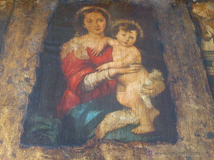 Antig&uuml;edades: TABLA EN DORADO CON ESCENAS RELIGIOSAS - Foto 3