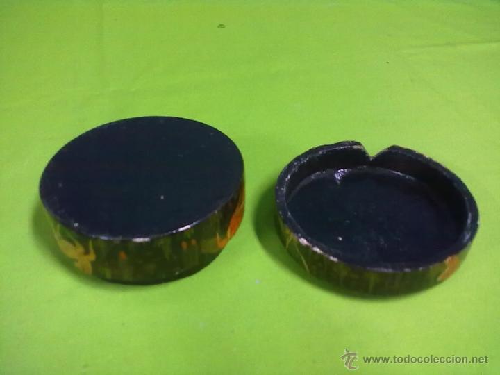 Antig&uuml;edades: CAJA LACADA PAPIER MACHE CAZA CON ARCO - Foto 7