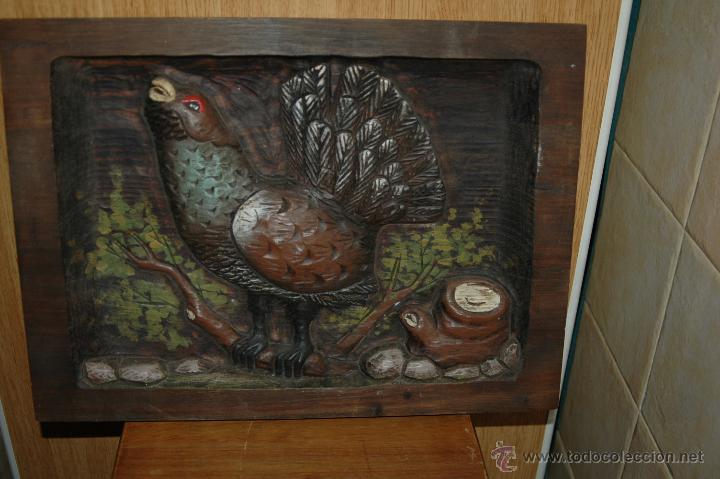 Antiques: TALLA DE MADERA URUGALLO TAMA&Ntilde;O 32X44 CTM