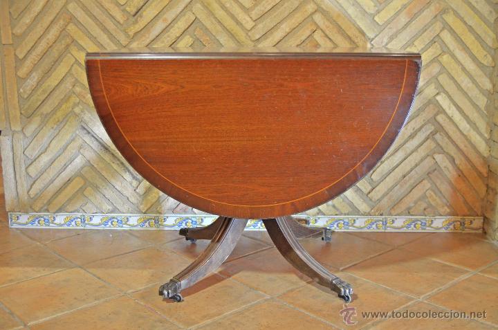 Antig&uuml;edades: MESA EXTENSIBLE INGLESA PEMBROKE DE MADERA CON ALAS EXTENSIBLE Y GARRAS DE LEON - Foto 4