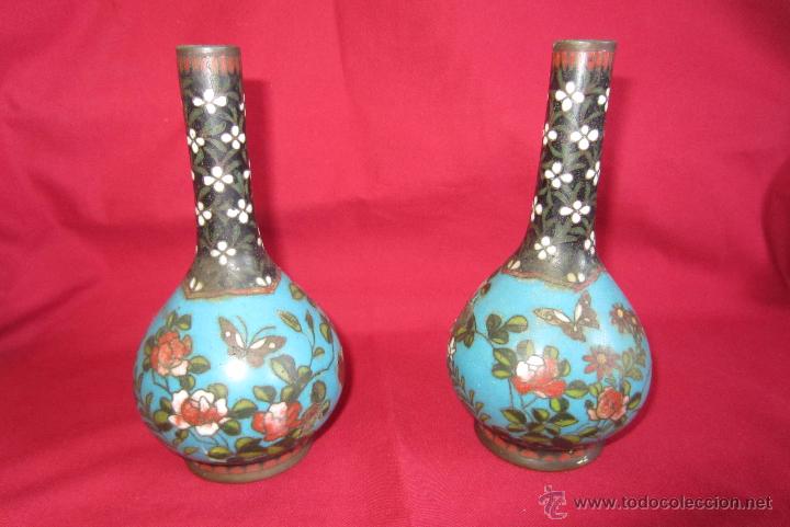 Antig&uuml;edades: PAREJA DE JARRONES CLOISONN&Eacute; - Foto 2