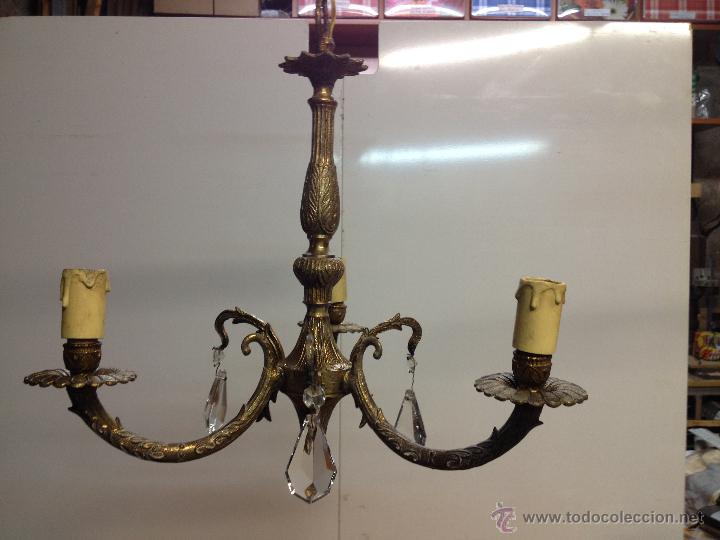 Antig&uuml;edades: LAMPARA BRONCE 3 BRAZOS Y LAGRIMAS - Foto 1