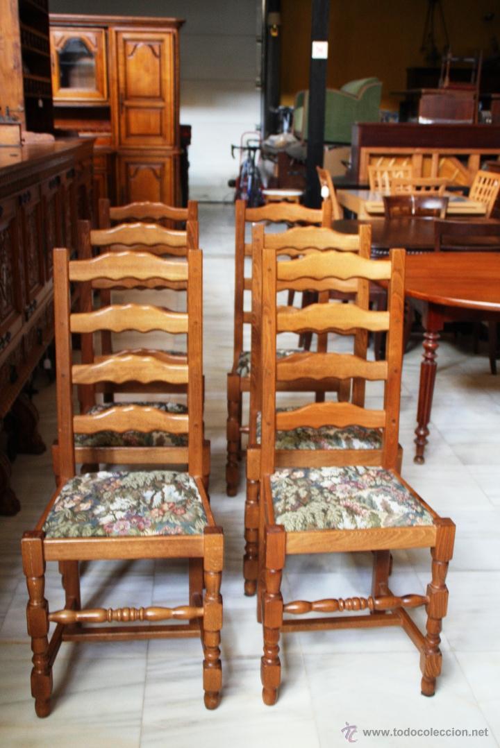 Antig&uuml;edades: 6 SILLAS EN ROBLE MACIZO. REF. 5855 - Foto 1