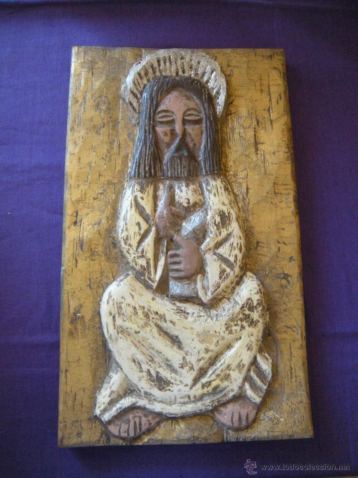 Antig&uuml;edades: RELIEVE EN MADERA TALLADA CRISTO. - Foto 6