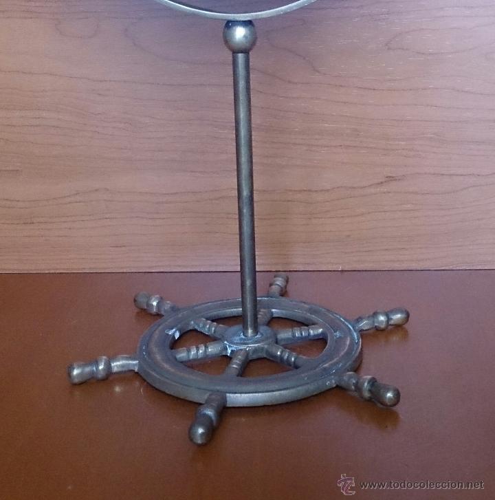 Antig&uuml;edades: Espejo antiguo y original en bronce con base en forma de tim&oacute;n de barco . - Foto 7