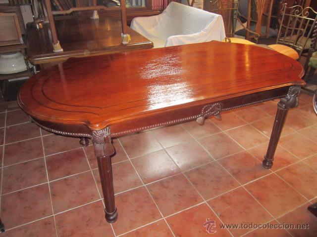 Antig&uuml;edades: G Mesa de comedor en caoba con marqueteria y lazos - Foto 10