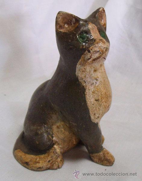 Antiquit&eacute;s: GATO - GATITO TALLADO EN MADERA MACIZA Y PINTADO