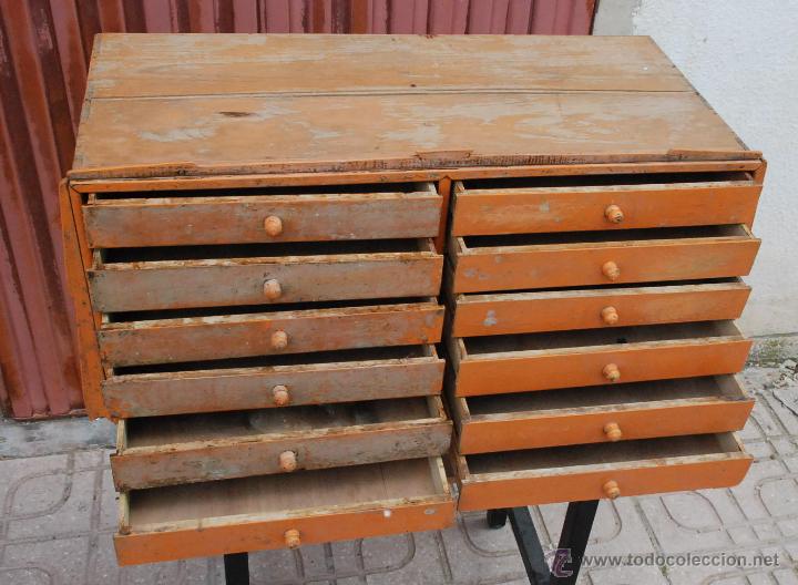 Antiguo mueble merceria madera 12 cajones - Vendido en Venta Directa -  49453361
