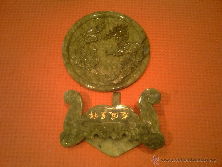 Antiques: Increible pieza Trabajo hecho a mano natural de jade de drag&oacute;n tallado fenix estatua
