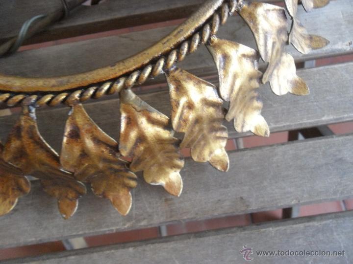 Antigüedades: LAMPARA EN METAL TIPO SOL PINTADA EN DORADO SIN TULIPA - Foto 6 - 49539960