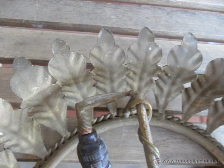 Antigüedades: LAMPARA EN METAL TIPO SOL PINTADA EN DORADO SIN TULIPA - Foto 8 - 49539960