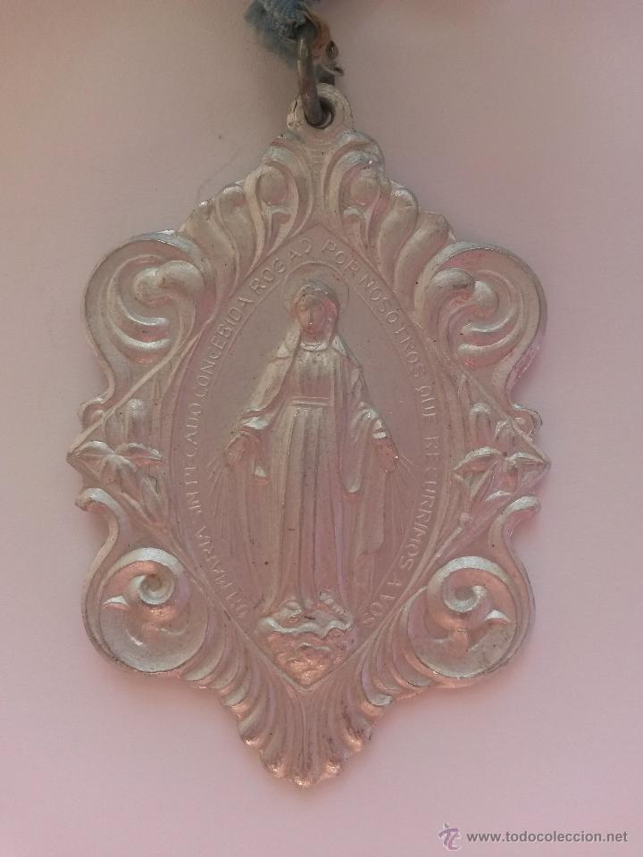 Antig&uuml;edades: medalla de la inmaculada de 6 x 4,1 cms. maria sin pecado concebida - Foto 1