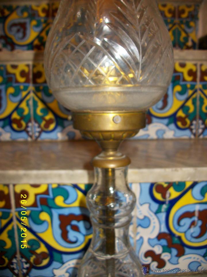Antig&uuml;edades: LAMPARA EN BRONCE CON TULIPA TALLADA - Foto 5