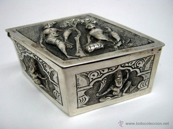 Antig&uuml;edades: BELLA CAJA DE RAPE ROMBO BUDA - PLATA - Foto 4