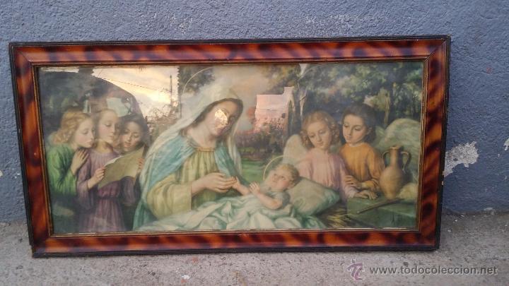 Antig&uuml;edades: antiguo cuadro con lamina religiosa. - Foto 1