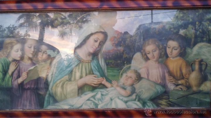 Antig&uuml;edades: antiguo cuadro con lamina religiosa. - Foto 2