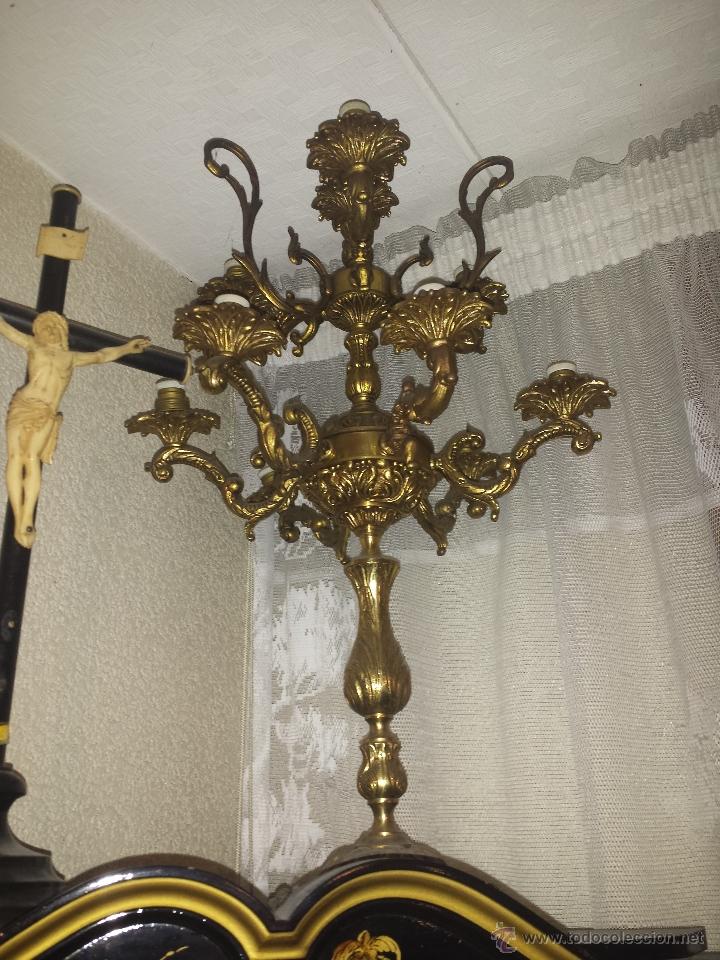 Antig&uuml;edades: L&aacute;mpara de bronce antigua - Foto 3