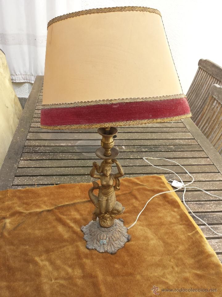 Antig&uuml;edades: L&aacute;mpara de bronce antigua - Foto 4