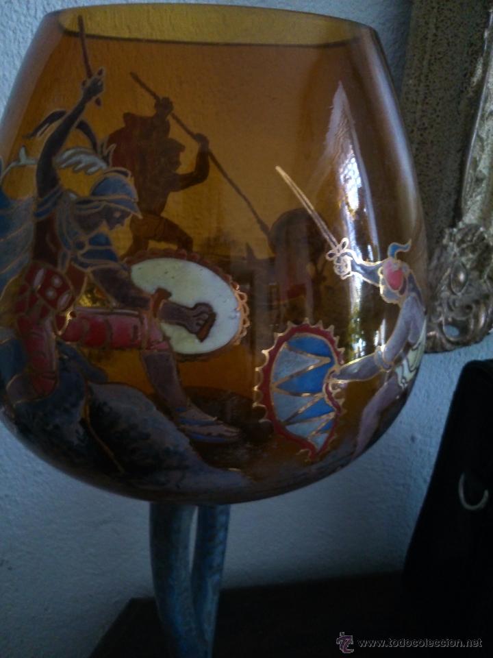 Antig&uuml;edades: * ROYO. COPA CON TALLO ESMALTADO.40CM. (Rf: B/. ) - Foto 1