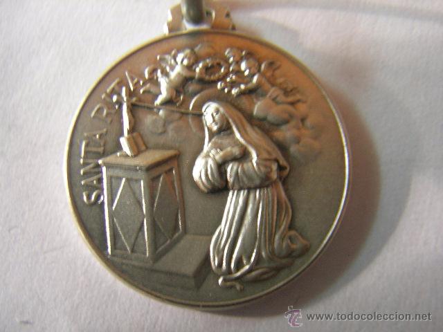 Antig&uuml;edades: medalla santa rita en plata de ley maciza - 21mm - Foto 1