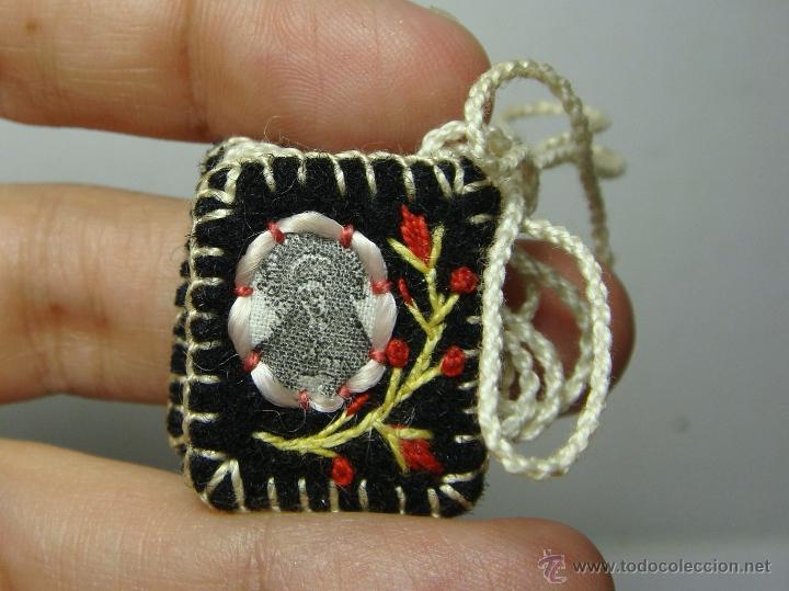 Antig&uuml;edades: Antiguo Escapulario. Hecho a Mano. Virgen. - Foto 2