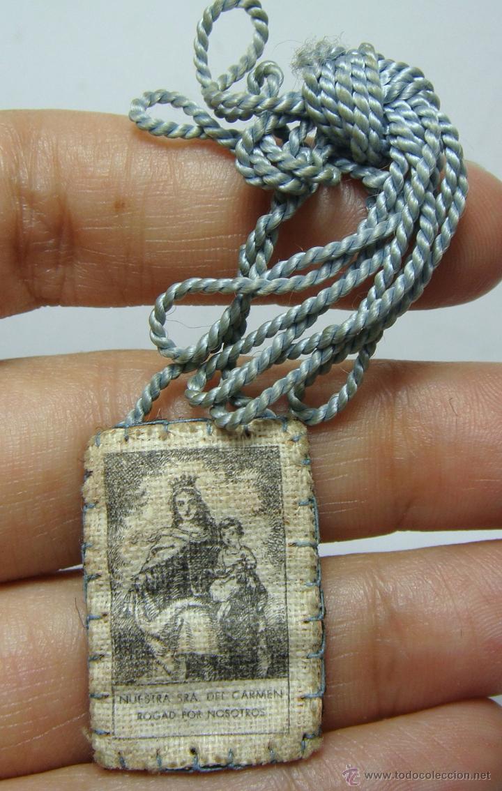 Antig&uuml;edades: Antiguo Escapulario. Virgen del carmen. - Foto 1