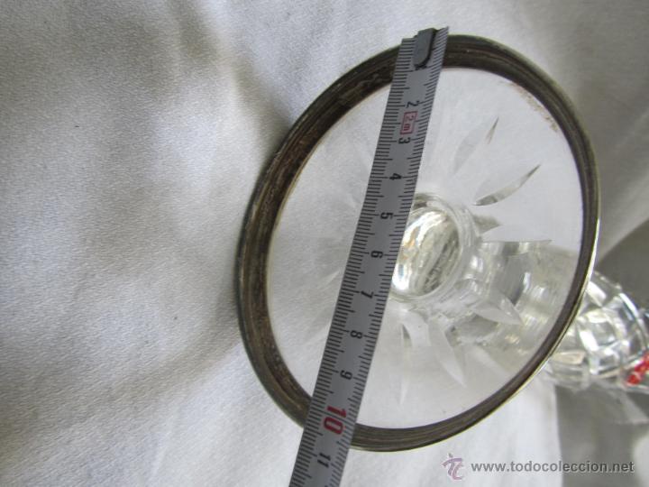Antig&uuml;edades: Antigua copa vidrio tallado base plata - Foto 12